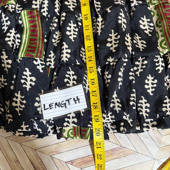 Earthbound Trading Co Tiered Skater Skirt‎ Lg Ruffle Boho Hippie Phoebe Buffay - Picture 8 of 9